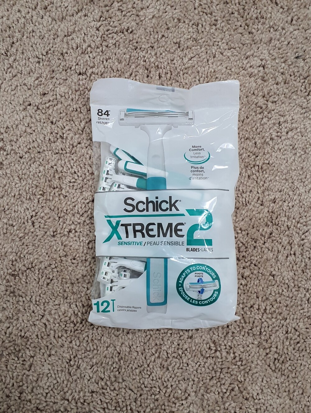 Schick Xtreme 2 Disposable Razors, 12 In Pack W 2 Thin Blades Up To 84 Shaves